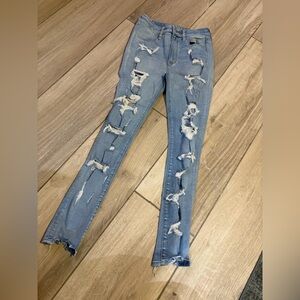 American Eagle Outfitters Ripped Blue Skinny Jeans